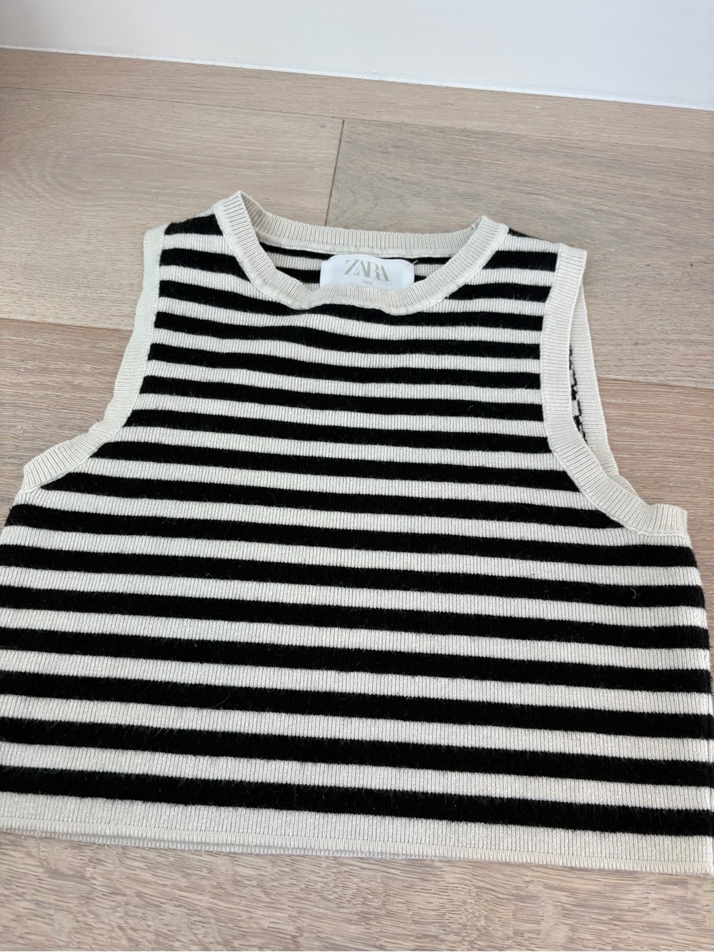 Zara Black & White Striped Knit Tank Top